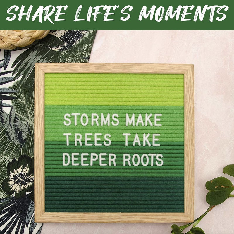 Felt Like Sharing Square Letter Board (Green Felt - 10â€x10â€) â€“ Changeable Message Board with 3 Sets of Felt Board Letters for Home, Office, & Aesthetic Room Decor â€“ Wall Letterboard Signs In Oak Frame - Image 3